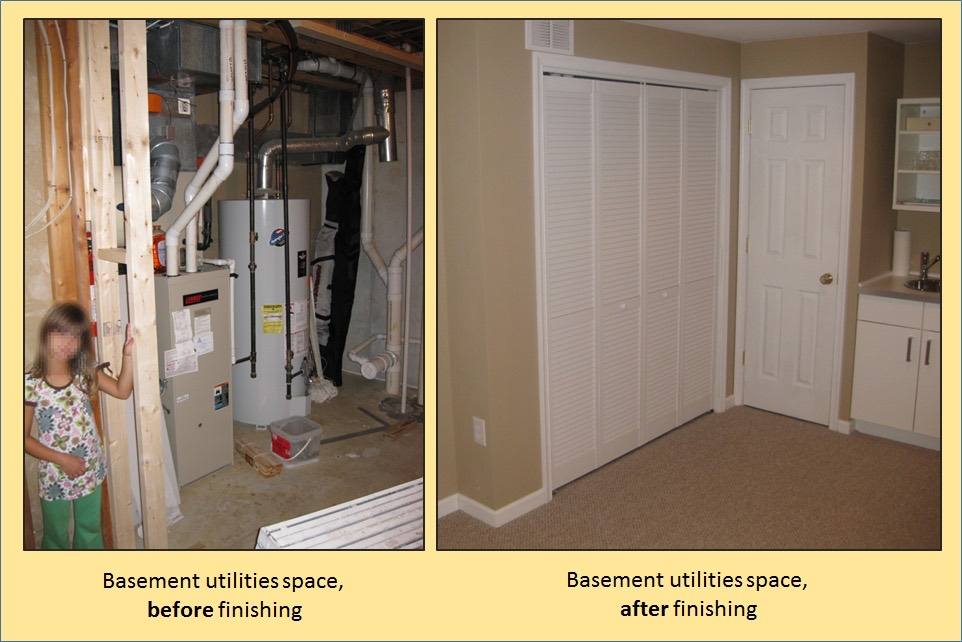 Finished basement - before and after